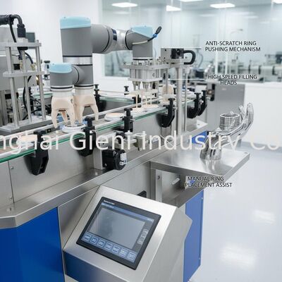 High Speed Cushion Compact Filling Equipment mit manueller Ring Platzierung und Anti-Scratch Ring Drücken für Luxus Kosmetik