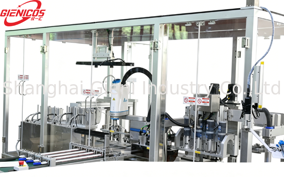 Automatische Kissenfüllmaschine mit 180° Flip Pick & Place System Vier Düsen Servofüllung und zwei 25L Edelstahltanks