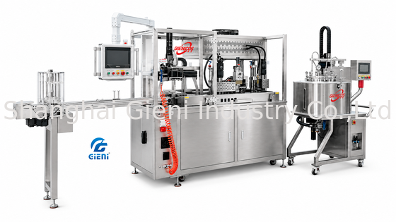 GLU-900 Vollautomatische Lippenstiftfüllmaschine Automatisches Pumpsystem 30L Mobilbehälter Mitsubishi PLC-Ausrüstung